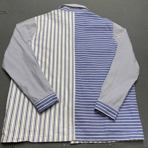 WeSC Jacket Mens XL Blue White Striped Chore Workwear Sail Away Nautical Cotton - Picture 8 of 11